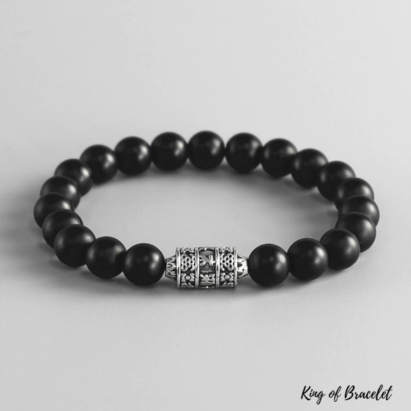 Bracelet Tibétain en Onyx Noir Mat - King of Bracelet