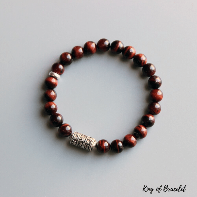Bracelet Tibétain en Oeil de Tigre Rouge - King of Bracelet