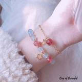 Bracelet en Pierre de Lune et Quartz Fraise