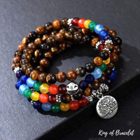 Bracelet 7 Chakras de Guérison en Oeil de Tigre - King of Bracelet