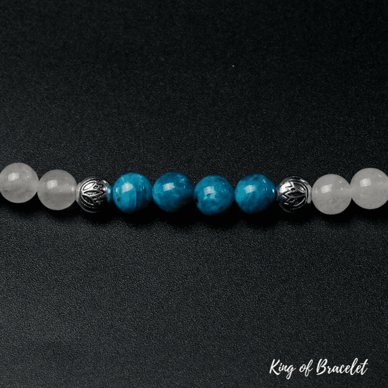 Bracelet Mala Tibétain en Calcédoine Blanche et Apatite - King of Bracelet