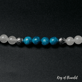 Bracelet Mala Tibétain en Calcédoine Blanche et Apatite - King of Bracelet