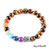 Bracelet 7 Chakras Bouddha en Oeil de Tigre - King of Bracelet