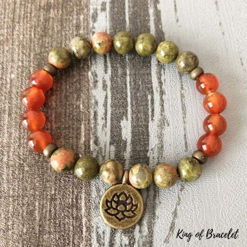 Bracelet Lotus en Unakite et Cornaline - King of Bracelet
