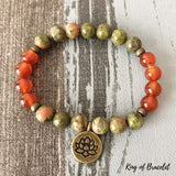 Bracelet Lotus en Unakite et Cornaline - King of Bracelet