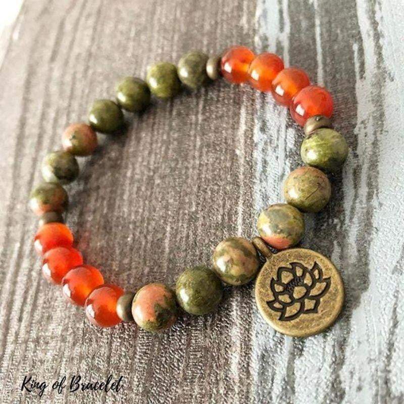 Bracelet Lotus en Unakite et Cornaline - King of Bracelet