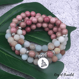 Bracelet Mala Tibétain en Amazonite et Rhodonite - King of Bracelet