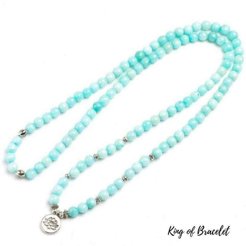 Bracelet Mala Lotus 108 Perles en Calcédoine Bleue - King of Bracelet