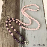 Bracelet Mala Lotus 108 Perles en Améthyste et Quartz Rose - King of Bracelet