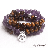 Bracelet Mala en Améthyste et Oeil de Tigre - King of Bracelet