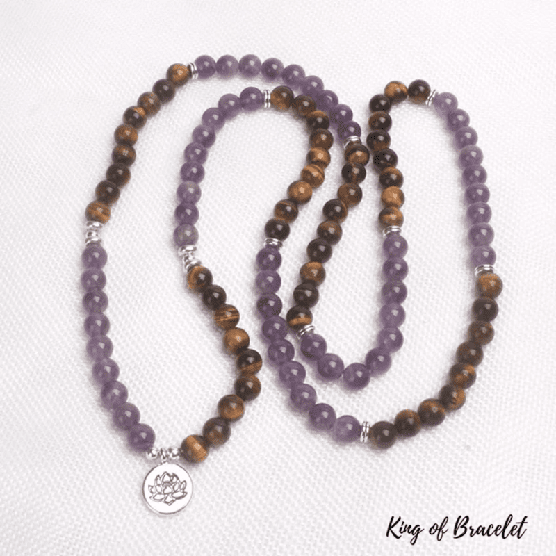 Bracelet Mala en Améthyste et Oeil de Tigre - King of Bracelet