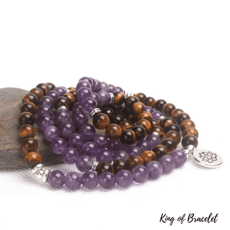 Bracelet Mala en Améthyste et Oeil de Tigre - King of Bracelet