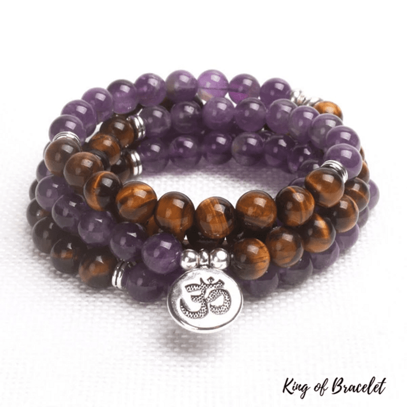 Bracelet Mala en Améthyste et Oeil de Tigre - King of Bracelet