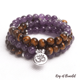 Bracelet Mala en Améthyste et Oeil de Tigre - King of Bracelet