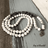 Bracelet Mala Tibétain en Howlite Blanche et Améthyste - King of Bracelet