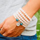Bracelet Mala Tibétain en Calcédoine Blanche et Apatite - King of Bracelet