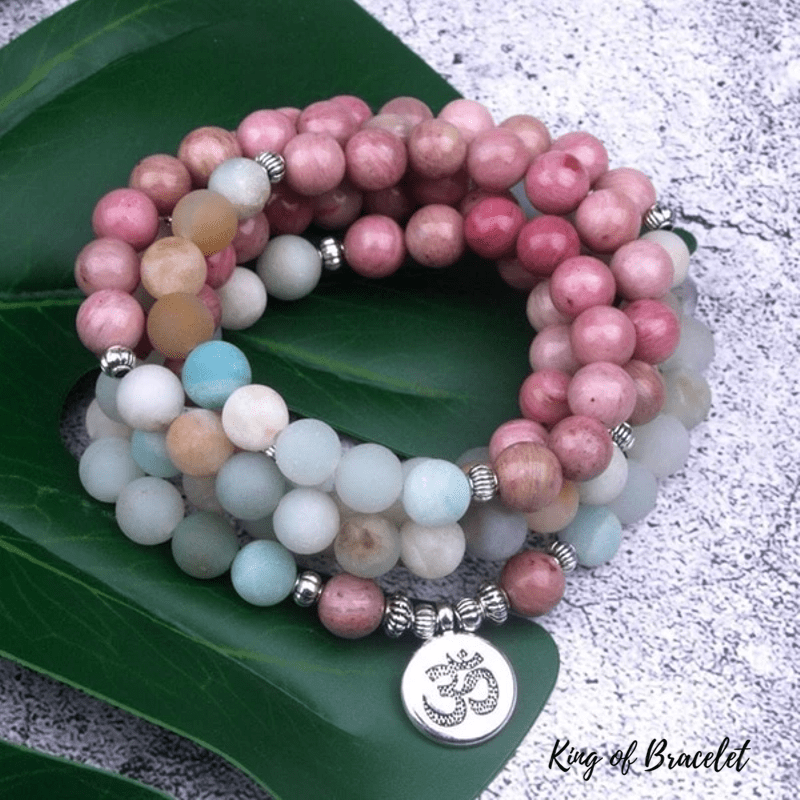 Bracelet Mala Tibétain en Amazonite et Rhodonite - King of Bracelet