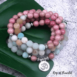 Bracelet Mala Tibétain en Amazonite et Rhodonite - King of Bracelet