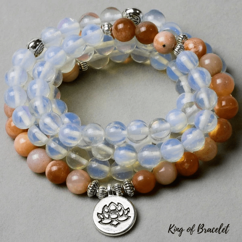 Bracelet Mala Tibétain en Pierre de Soleil et Opalite - King of Bracelet