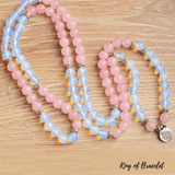Bracelet Mala Tibétain en Opalite et Quartz Rose - King of Bracelet