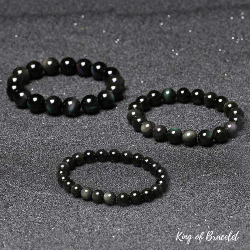 Bracelet en obsidienne oeil céleste du Mexique “perles de 18 mm” | Cœur de  Pierres