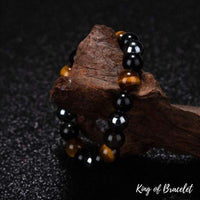 Bracelet en Hématite, Obsidienne Noire et Oeil de Tigre - King of Bracelet