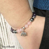 Bracelet Éléphant en Améthyste et Quartz Rose - King of Bracelet