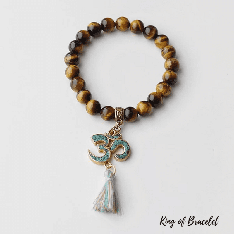 Bracelet Tibétain avec Pompon en Oeil de Tigre - King of Bracelet
