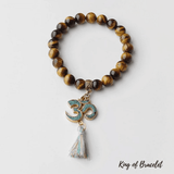 Bracelet Tibétain avec Pompon en Oeil de Tigre - King of Bracelet