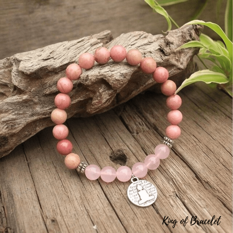 Bracelet Mala Tibétain en Rhodonite et Quartz Rose - King of Bracelet