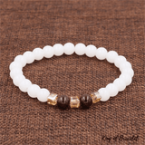 Bracelet Tibétain en Calcédoine Blanche et Grenat - King of Bracelet