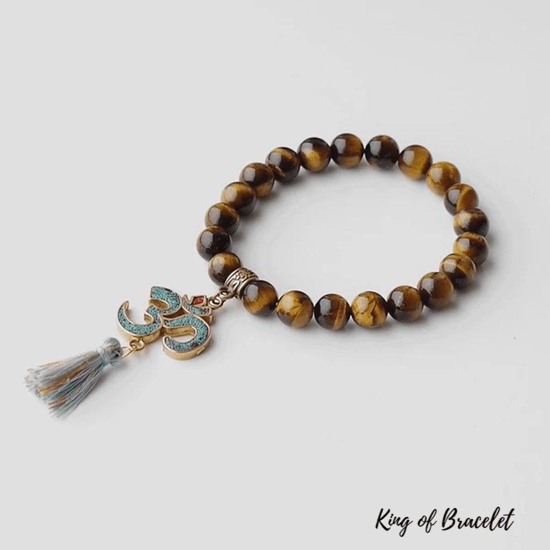 Bracelet Tibétain avec Pompon en Oeil de Tigre - King of Bracelet