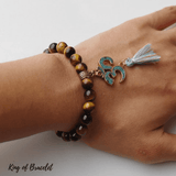 Bracelet Tibétain avec Pompon en Oeil de Tigre - King of Bracelet