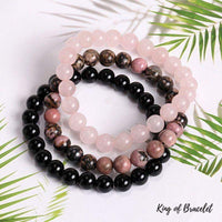 Bracelets en Rhodonite, Onyx Noir et Quartz Rose - King of Bracelet