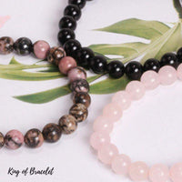 Bracelets en Rhodonite, Onyx Noir et Quartz Rose - King of Bracelet