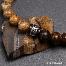 Bracelet Tibétain en Bronzite et Jaspe Paysage - King of Bracelet