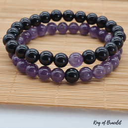 Bracelet Distance en Onyx Noir et Améthyste - King of Bracelet