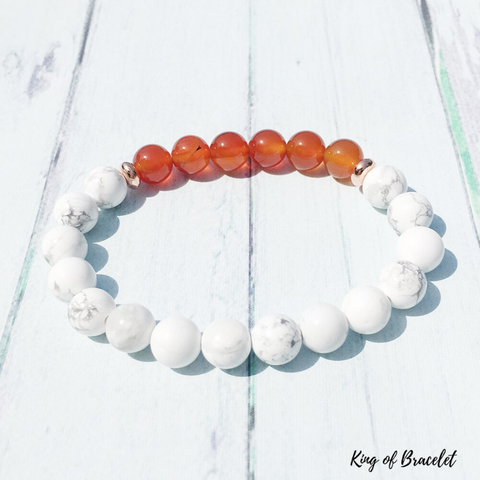 Bracelet en Howlite et Cornaline