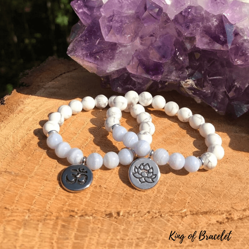 Bracelet en Agate Blue Lace et Howlite Blanche - King of Bracelet