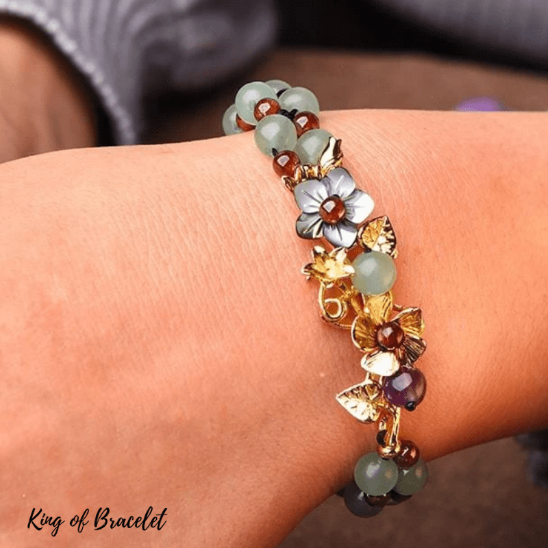 Bracelet Fleur en Jade et Grenat - King of Bracelet