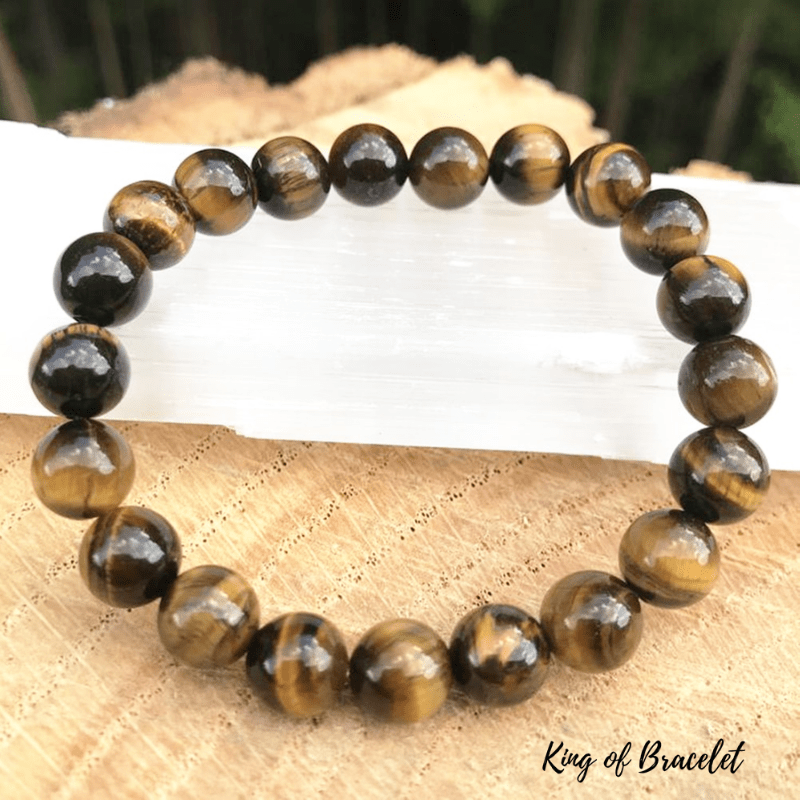 Bracelet Oeil De Tigre Brésil – Pierres Fines – 21 Cm 66 G – Acier Inoxydable – NEUF Vintage 1972