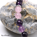 Bracelet Perles Quartz Rose et Fluorite Violette