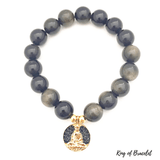 Bracelet Bouddhiste en Obsidienne Dorée - King of Bracelet