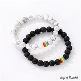 Bracelet Distance Couple LGBT en Pierre de Lave - King of Bracelet