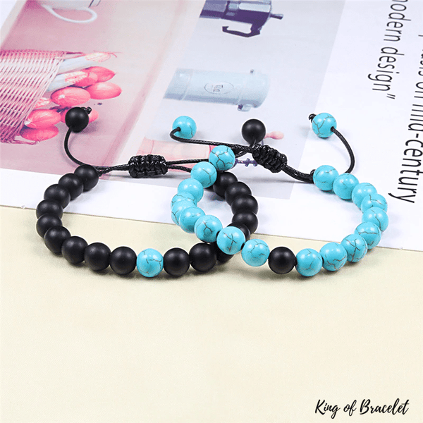 Bracelet Distance Réglable - Noir et Bleu - King of Bracelet