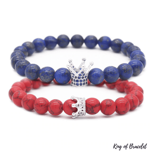Bracelet Distance Couronne - Bleu et Rouge - King of Bracelet