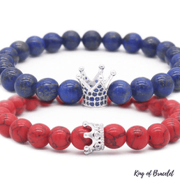 Bracelets Distance Couronne - Bleu et Rouge - King of Bracelet