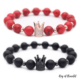 Bracelet Distance Couronne - Noir et Rouge - King of Bracelet