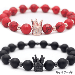 Bracelet Couronne - Noir et Rouge - King of Bracelet