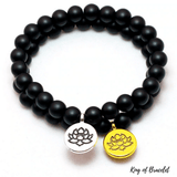 Bracelet Lotus en Onyx Noir Mat - King of Bracelet
